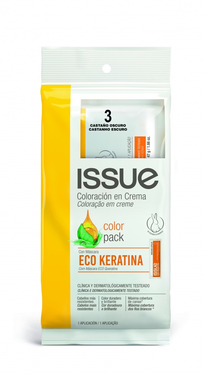 Coloración en Crema Tinta Issue Color Pack Eco Keratina - CASTANO-OSCURO 