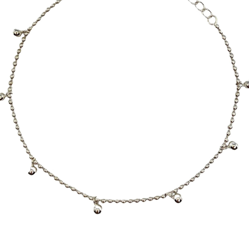 PULSERA DE PLATA CON BOLITAS , LARGO 17+3 CM L5dslf-01675-b-x