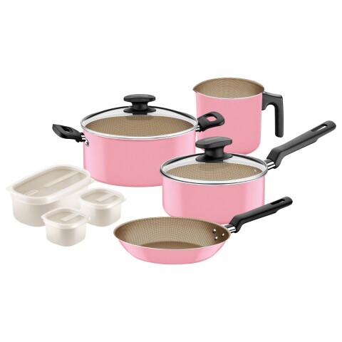 Juego de Ollas Tramontina New Turquia 7 piezas Rosa 27899/525 Juego de Ollas Tramontina New Turquia 7 piezas Rosa 27899/525
