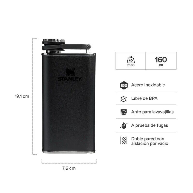 Petaca Stanley Classic 2.0 de 236 ml Negro