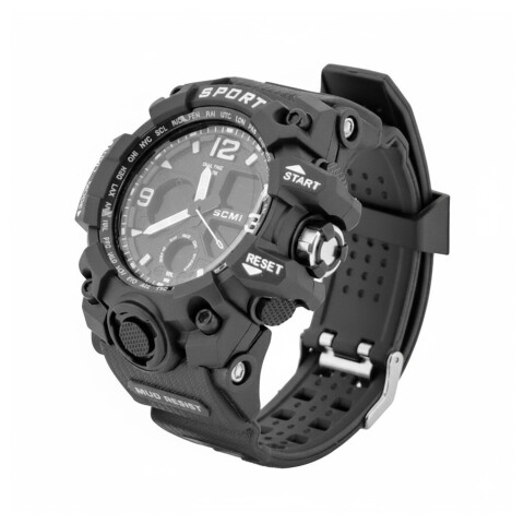 Reloj Deportivo Pulsera Analógico Digital Correa Luz Resiste Color Negro