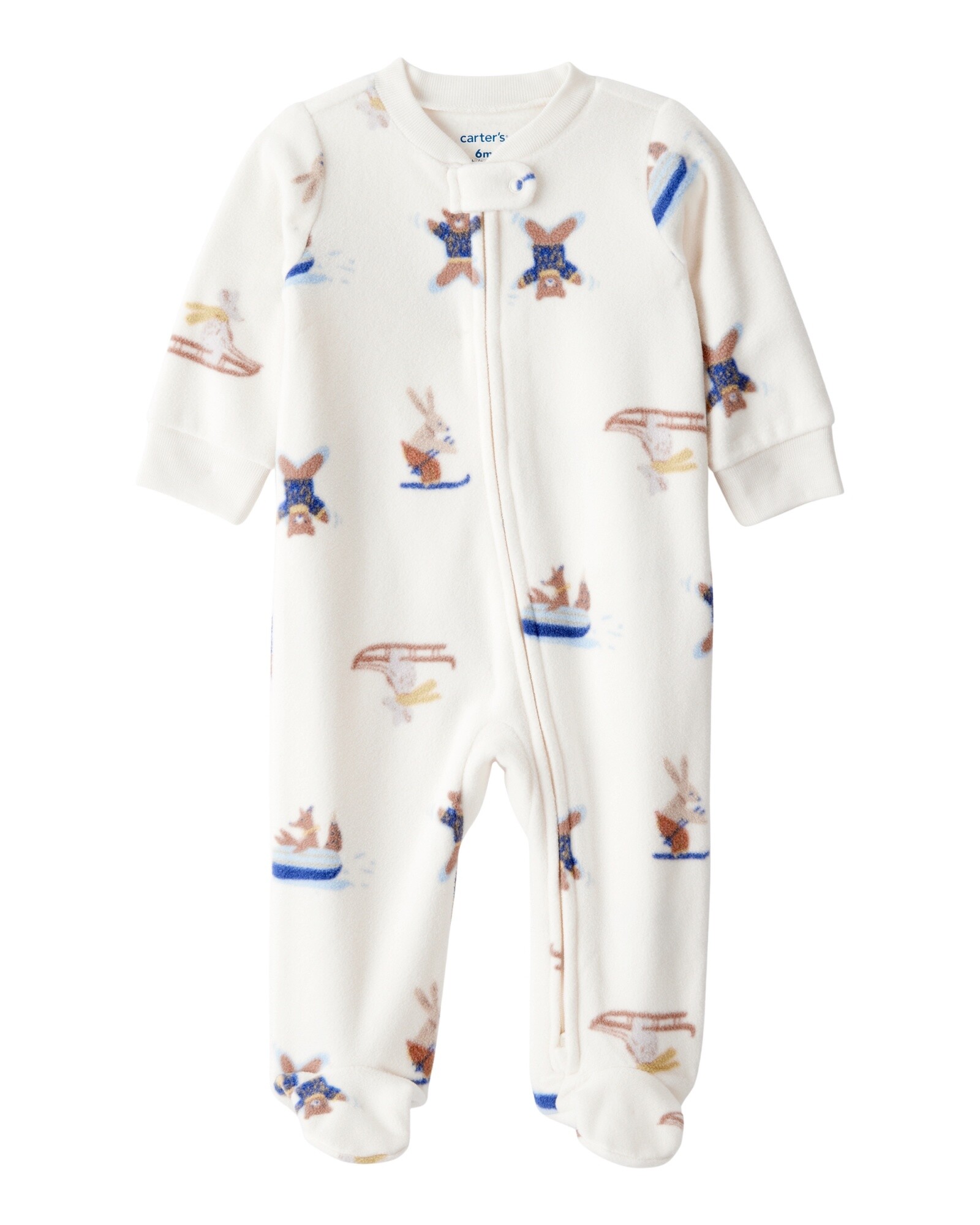Pijama una pieza de micropolar, con pie, diseño esquí Sin color