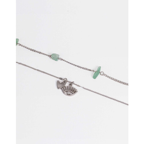 Collar Con Piedra Natural Aventurina Plateado