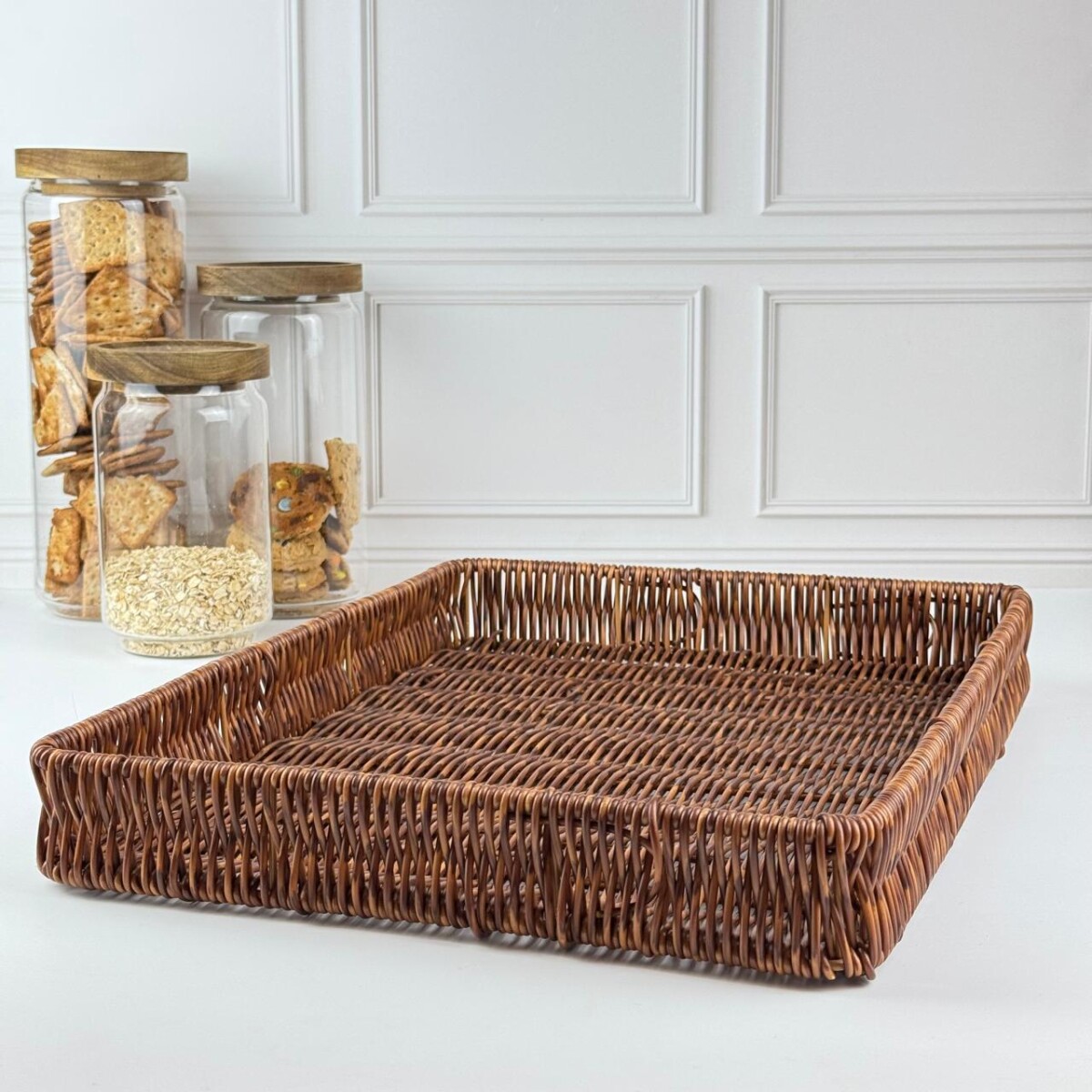 Bandeja De Rattan Sintético Rectangular Largo 40cm x Ancho 30cm x Alto 5cm 