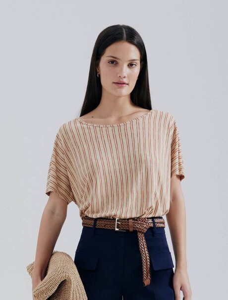 BLUSA ESTAMPADA DE MANGA CORTA MARRÓN