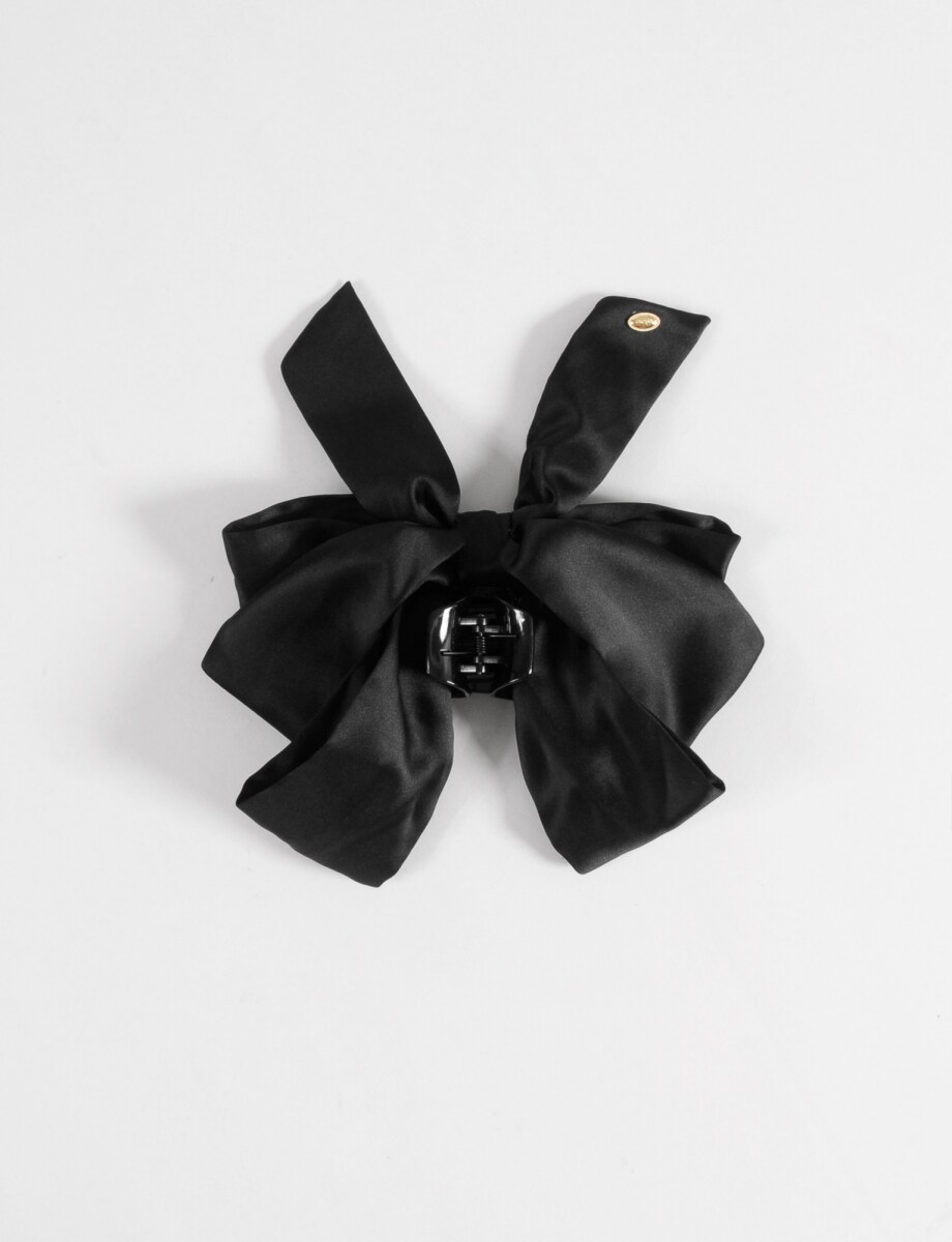 Broche clip moña tela - negro 
