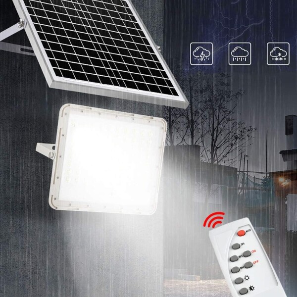 Foco Led Panel Solar 60W Exterior Jardin Luz Fria Reflector Variante Color Blanco