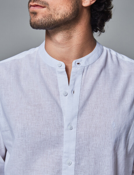 Camisa m/c lino lisa blanco