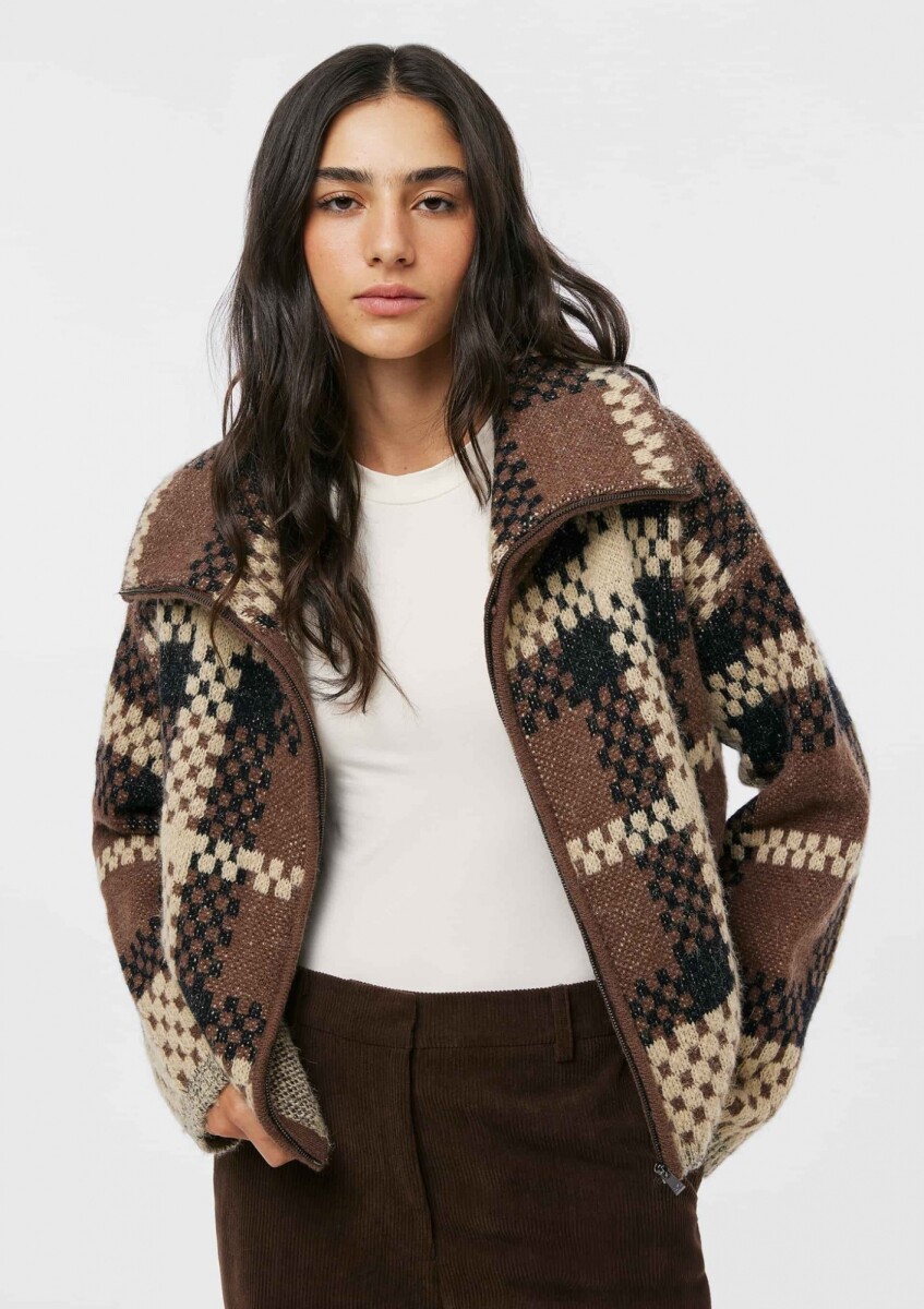 CAMPERA CON CUELLO - MARRÓN - MARRÓN 