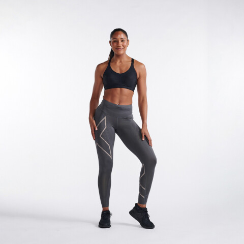 Leggings Running Light Speed Mid-Rise Compression Mujer Jupiter/carbon Reflective