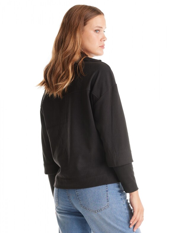 Buzo Cuello Solapa & Rib NEGRO