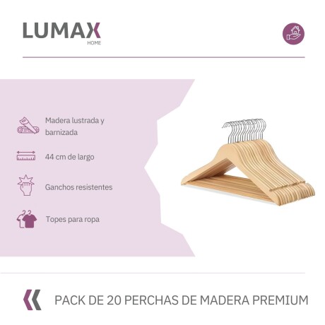 Percha de madera x 20 resistente Percha de madera x 20 resistente