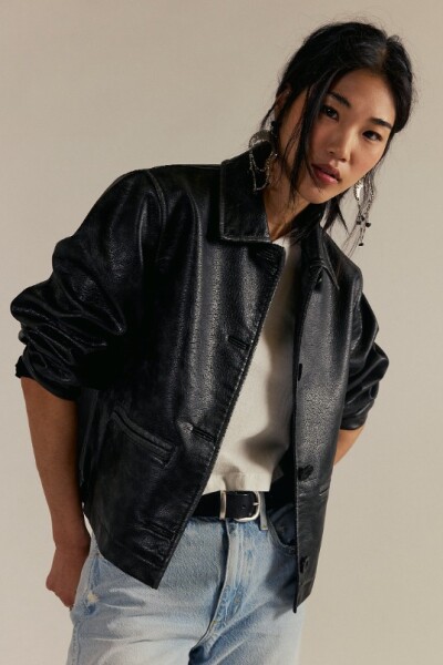 HERA VEGAN LEATHER JACKET Negro