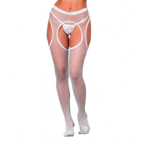 Conjunto de Tul + Panty Portaligas de Red Blanco