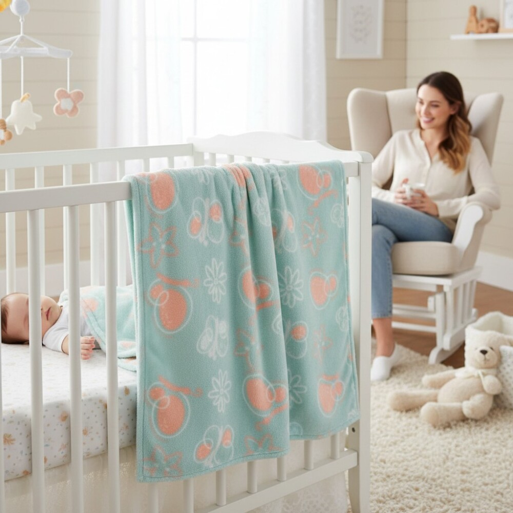 Manta fleece WAKIDS verde rosa