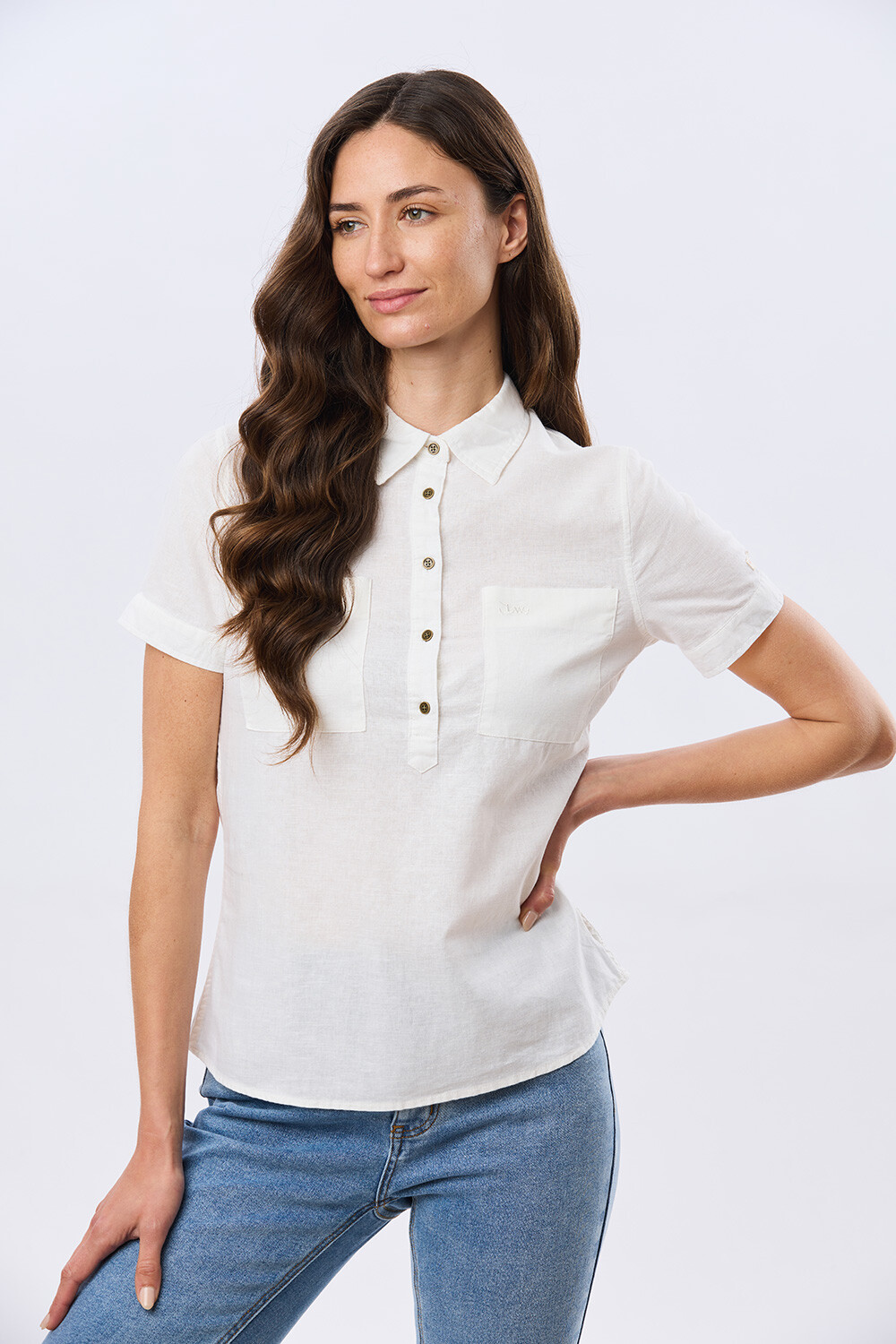 CAMISA LISA DE LINO Blanco