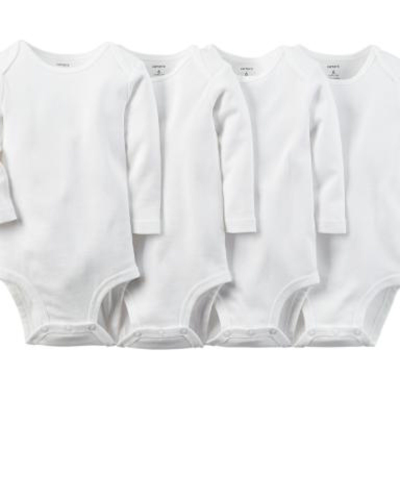 Pack cuatro bodies de algodón, manga larga, blancos Sin color