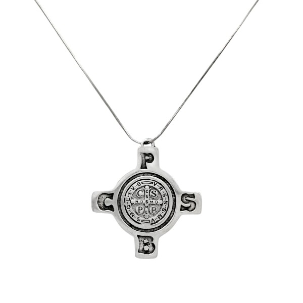 Dije Cruz San Benito-Plata 925 quemada-Sin piedra-CP3144 sinpiedra