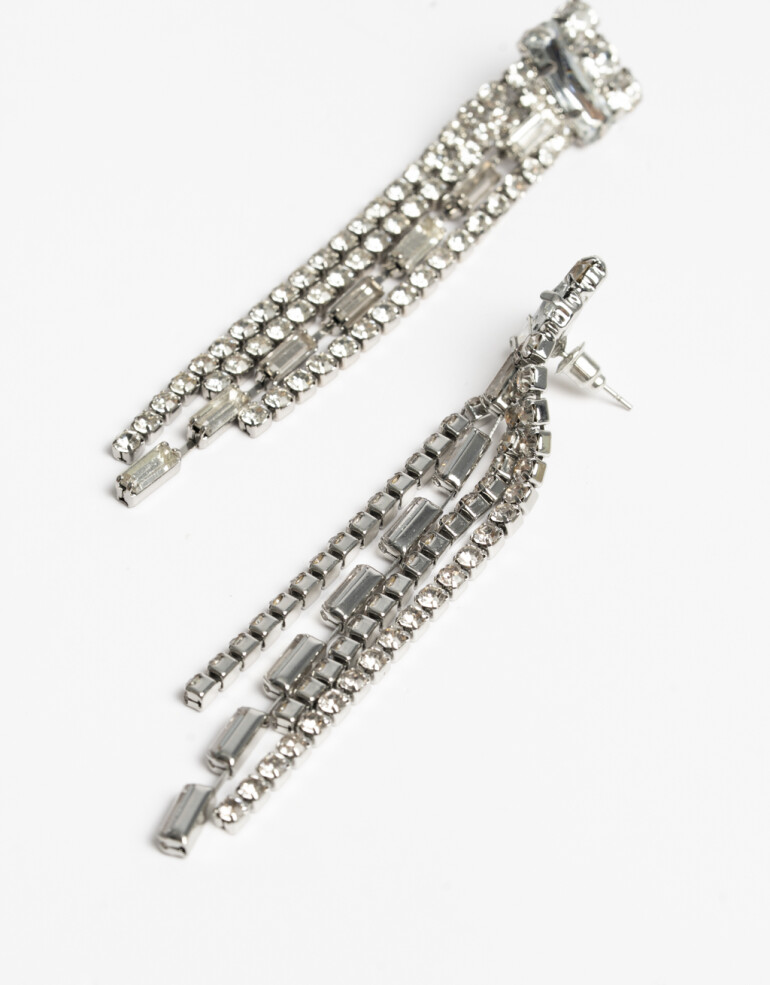 Aros Colgantes Largos Strass Aros Largos Strass - Cristal