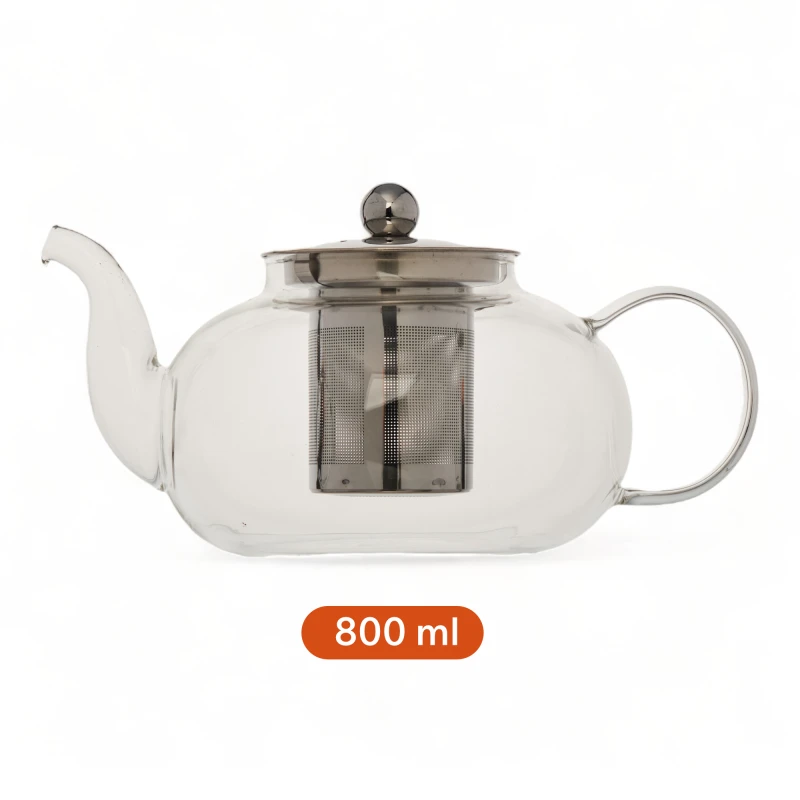 Tetera 800ml Vidrio Borosilicato Tapa / Infusor Acero Inox Sin Color
