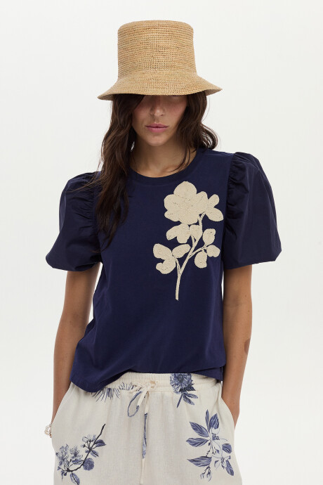 Blusa Rosa Azul Marino
