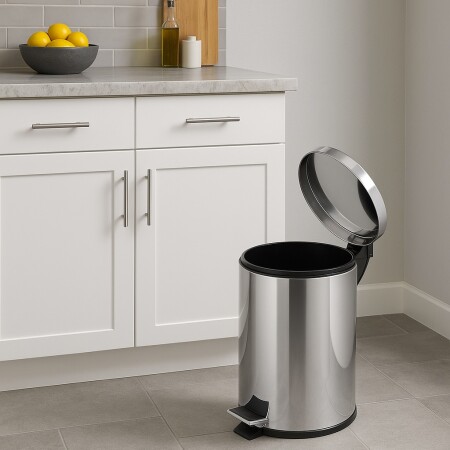 PAPELERA TACHO ACERO INOXIDABLE TRAMONTINA 3LTS PLATEADO