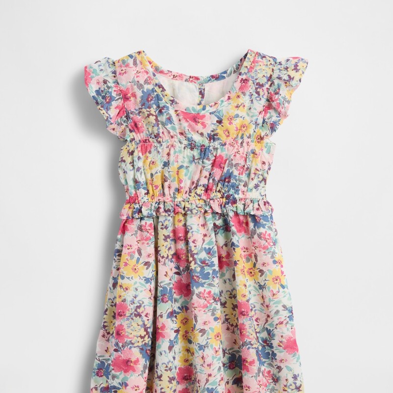 SL KEY FLORAL SMOCK RFL DRESS IVORY FROST FLORAL