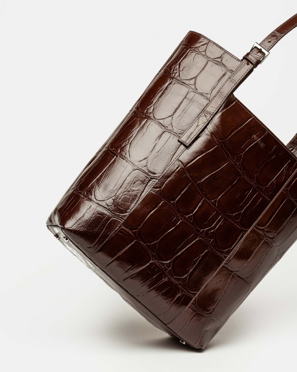 Shopper The Icon en cuero grabado big croco Marron