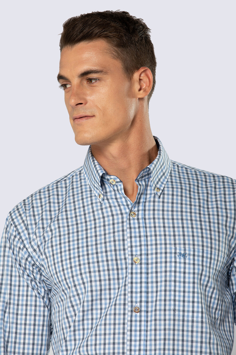 CAMISA A CUADROS Celeste
