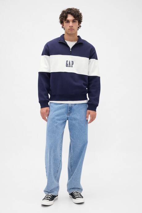 Buzo Deportivo Logo Gap Medio Cierre Hombre New Navy