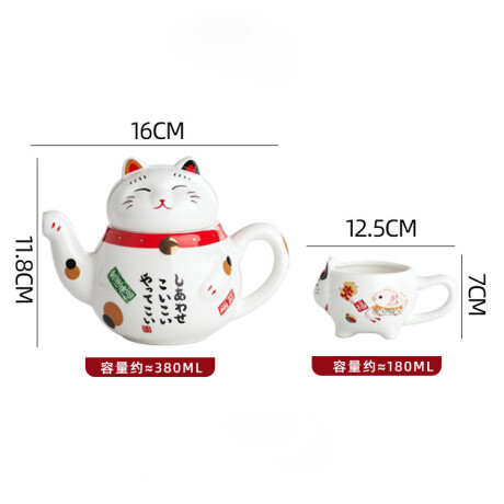 Juego De Té Gato De La Suerte Rojo