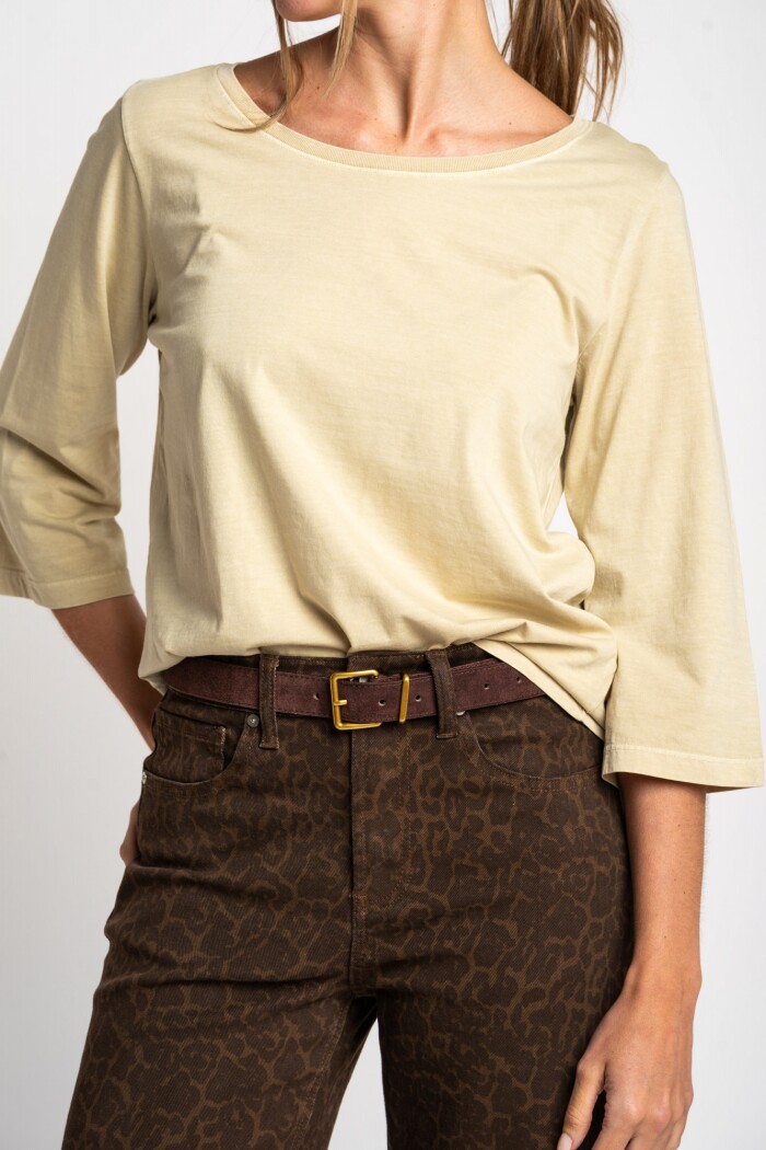 Remera Lavada Manga 3/4 Pistacho