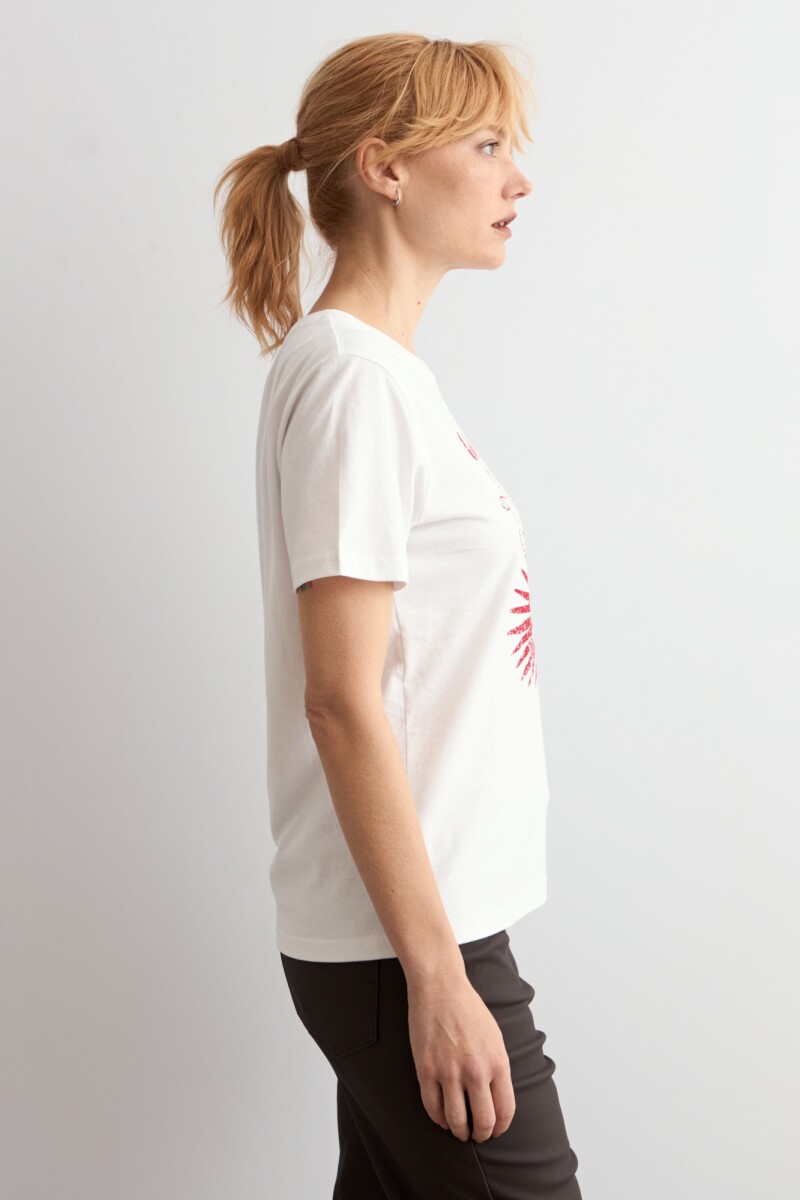 Remera animal print blanco