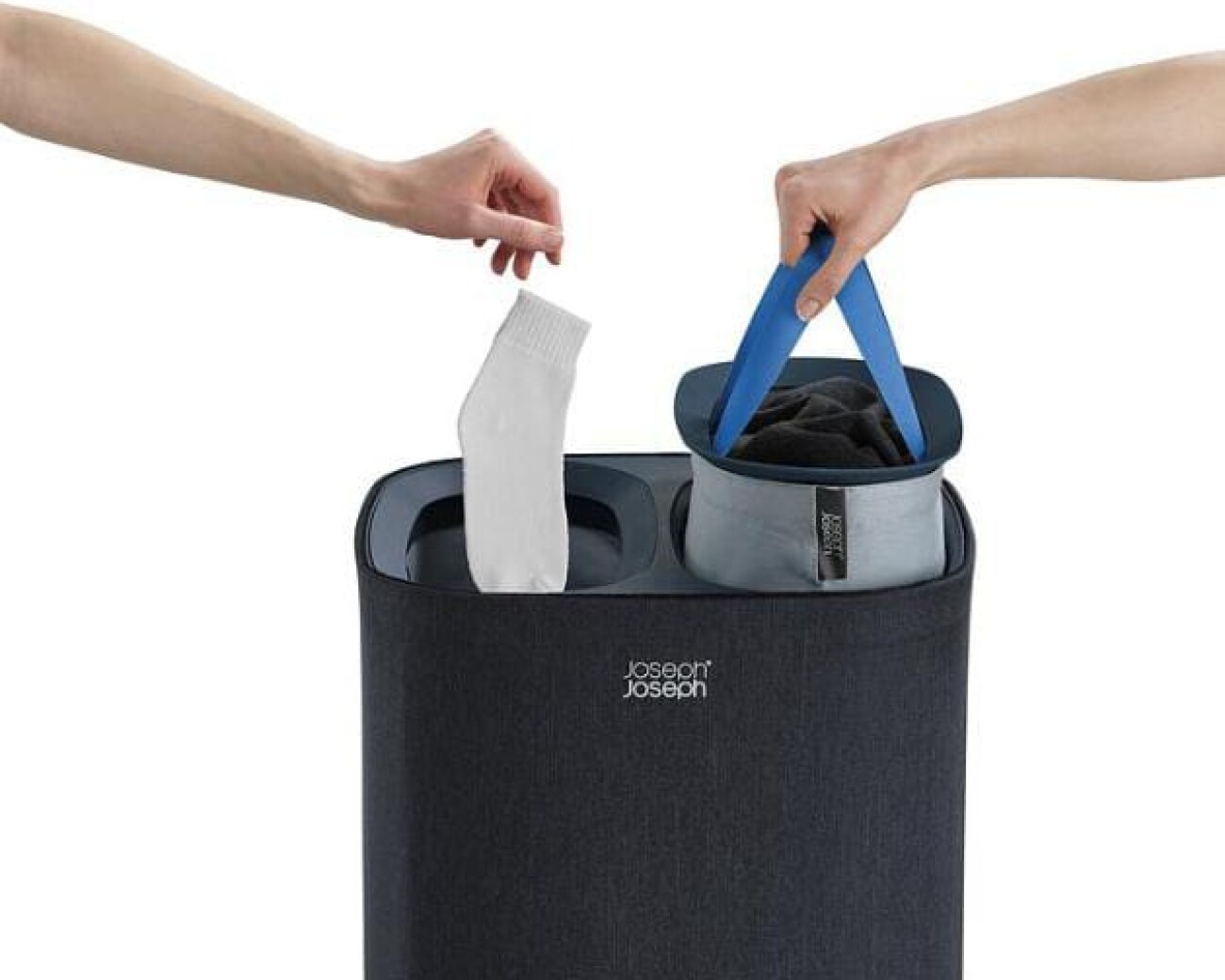 Cesto para ropa Tota 60L con separación – 2 compartimentos Negro