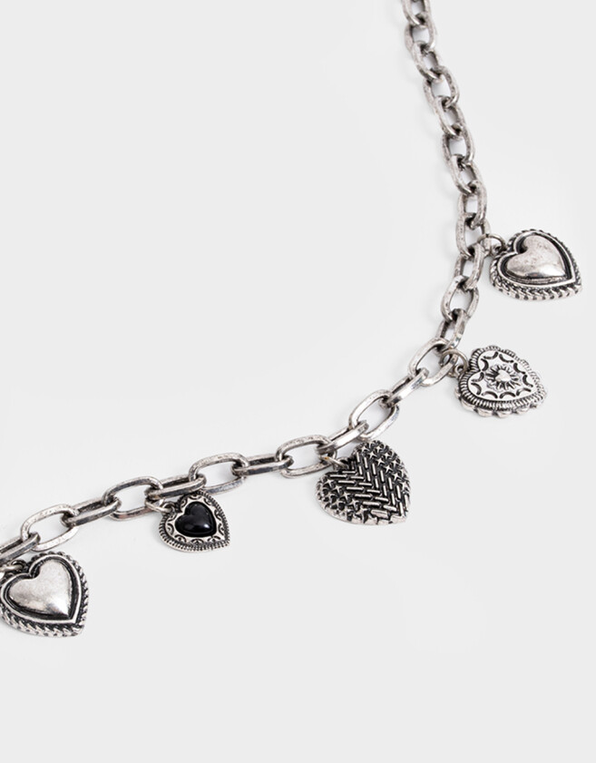 Pulseras Flexibles Antique Silver Pulsera Flexible Corazones Antique - Plateado Antique Silver