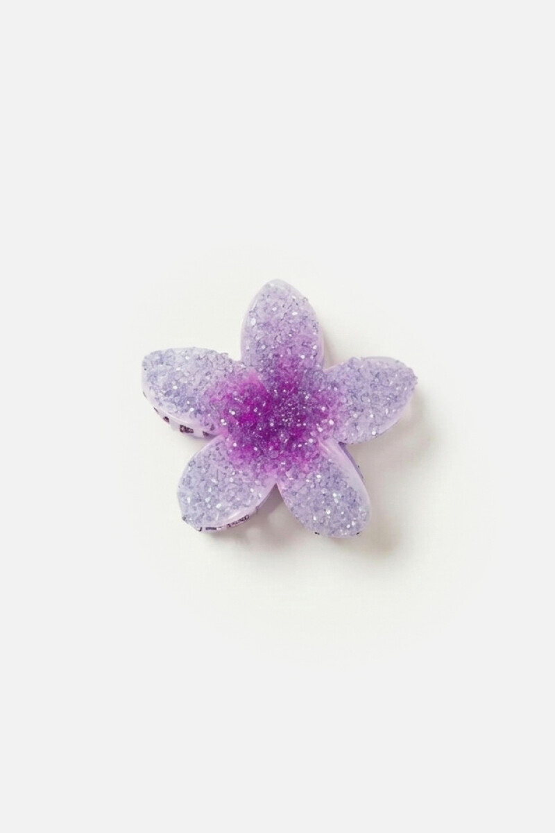 Broche acrílico hibisco glitter lila