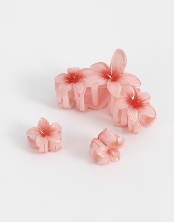 Broches Sets Hawaianas Set De Broches Flor Hawaiana - Rosa Claro