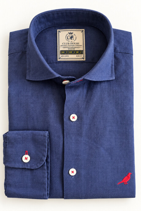 Camisa Lino Hudson Collar Navy
