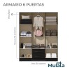 Armario Ropero Mac Mdp 6 Puertas 2 Cajones 9 Estantes Negro Armario Ropero Mac Mdp 6 Puertas 2 Cajones 9 Estantes Negro