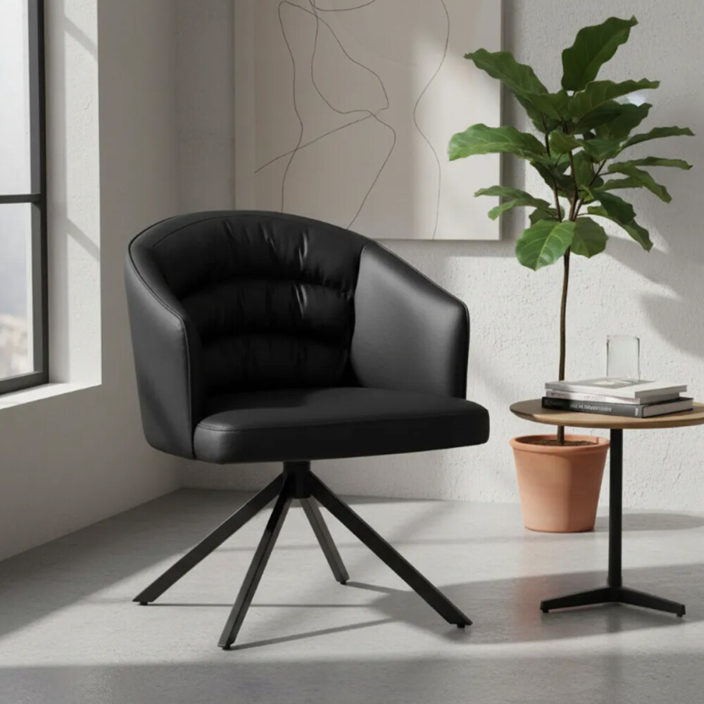 Sillón Acolchonado Base Aluminio Giratoria Superior Fuerte Negro