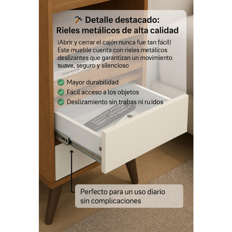 Mesa de Luz 2 Cajones Mesita de Noche Combinada Marrón