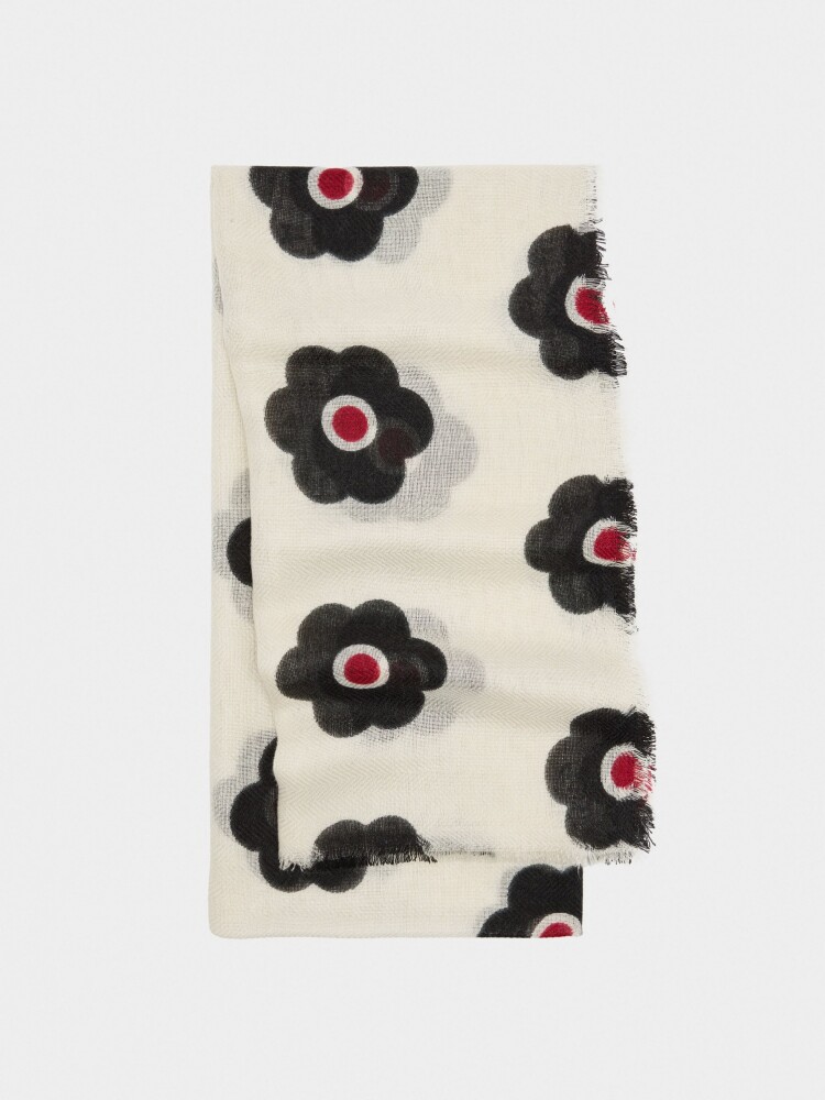 Pañuelo Estampado Floral Con Lana crudo