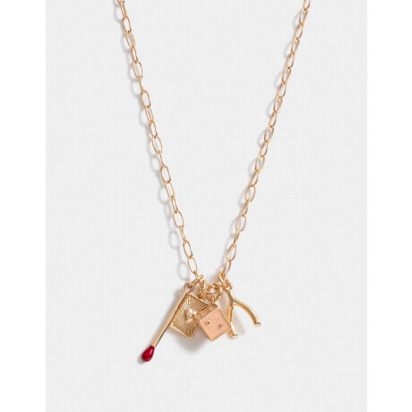 Collar Largo Con Multidijes Lucky Dorado