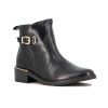 Comfortflex Bota Caña Baja Con Hebilla Taco Bajo Y Detalle En Talon Negro-negro