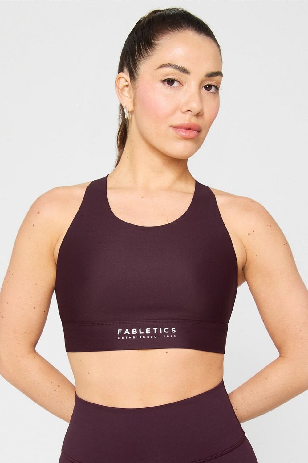 Top No-Bounce High Impact Sports Bra Mujer Oxblood/Classic White