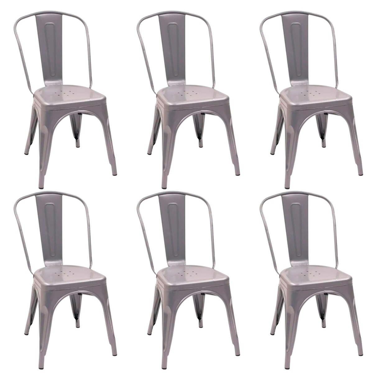 Pack 6 Sillas Tolix Lumax Varios Colores Living Comedor - Gris 