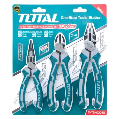 Set 3 Pinzas Alto Torque 8" Comb. 7" Diag. 6" Larga Total Set 3 Pinzas Alto Torque 8" Comb. 7" Diag. 6" Larga Total
