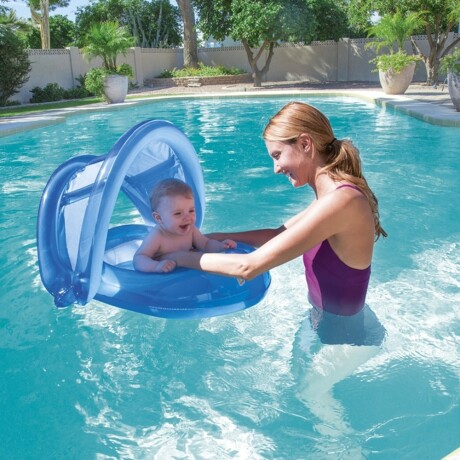 Flotador Asiento Bebé Inflable con Techo y Filtro UV Bestway Celeste