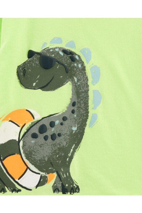 Set dos piezas de algodón, short y remera, diseño dino Sin color