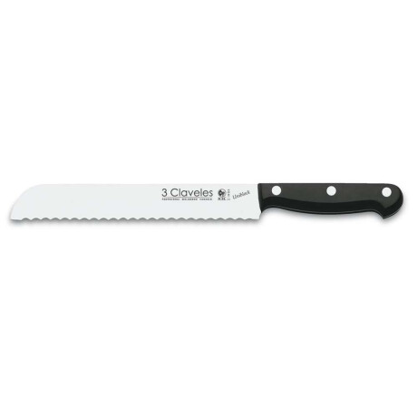 Cuchillo Pan 20Cm Acero Inox Mango Uniblock 3 Claveles Negro